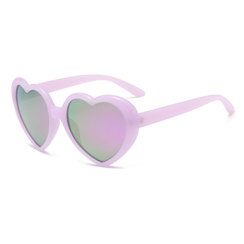 Occhiali da suola sfumati fantasy polarizzati alla moda Occhiali da vista popolari con cuore di pesca Occhiali da suola anti UV design arcobaleno colorato: Luce Viola