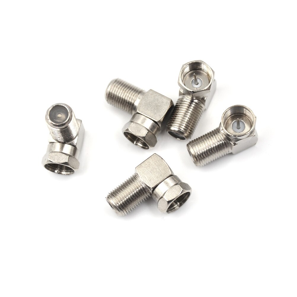 5pcs 90 Degree Right Angled TV Aerial Cable Connector RF Coaxial F Female Socket To TV Male Plug Coaxial Connector