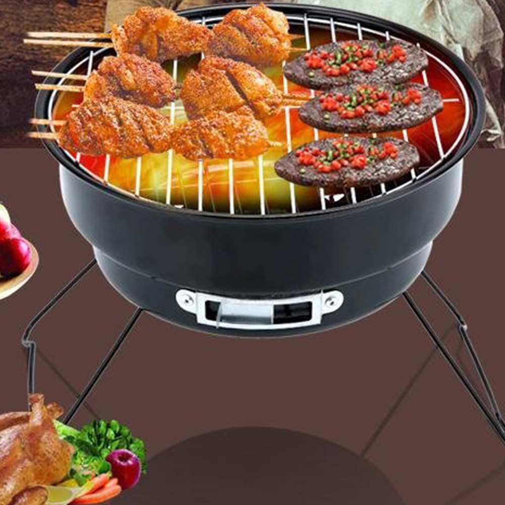 Rund rustfrit stål kød bbq fødevarer grillkurv bærbart net