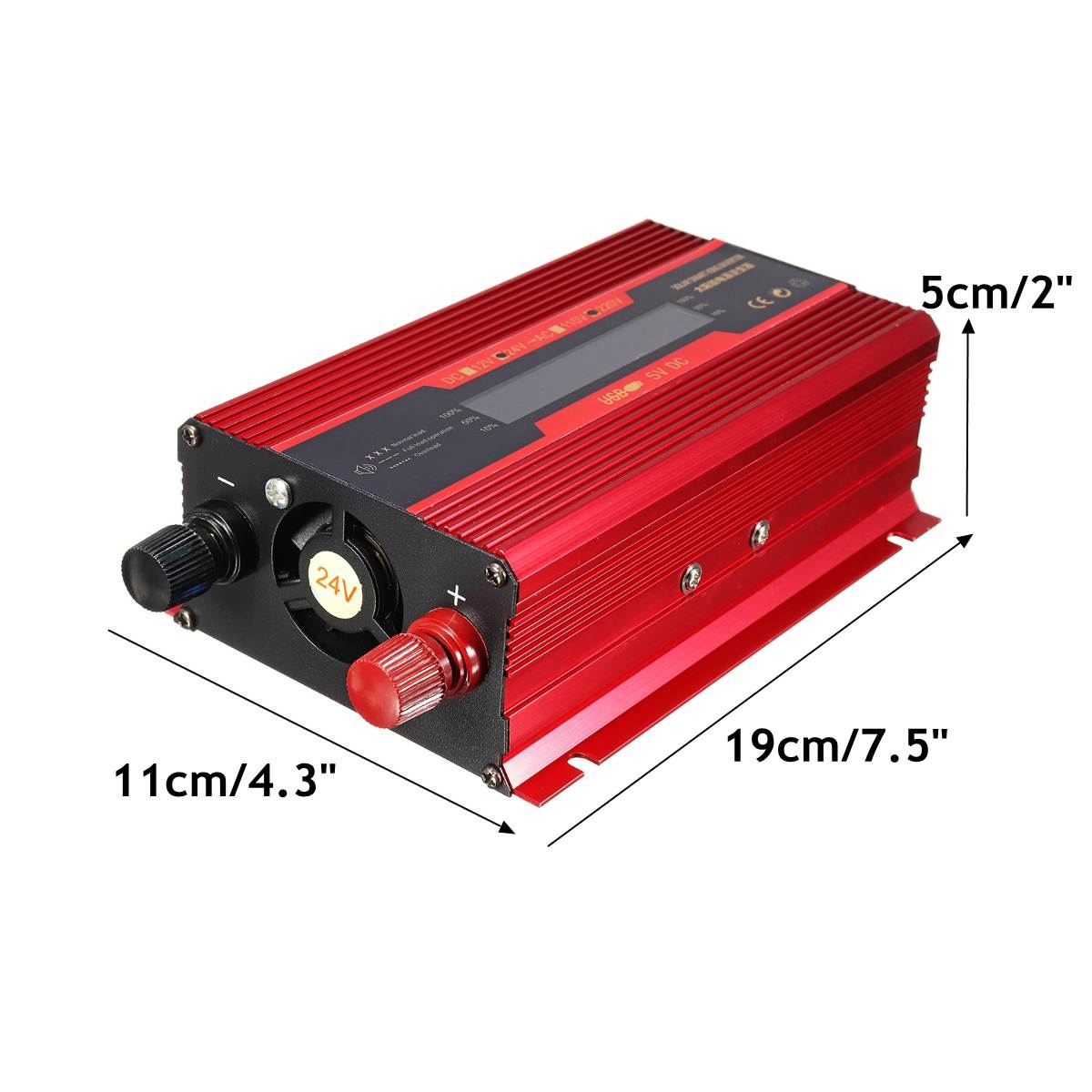 Kroak solar power inverter 3000w 12v/24v to 110v/220v lcd display aluminiumslegering til bil lastbil