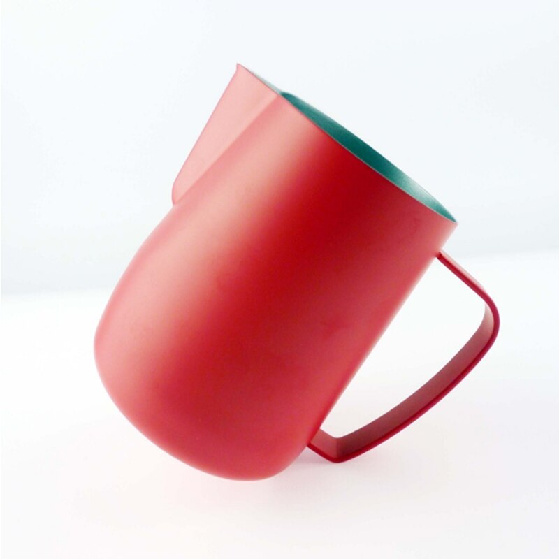 Melkkan 350/600ml roestvrijstalen opschuimkannetje trekbloembeker koffiemelkopschuimer latte art melkschuimgereedschap koffiegerei: Rood 350ml