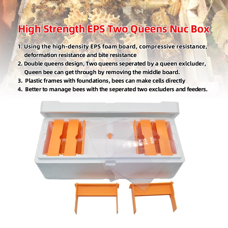 High Strength EPS Bee Hive Mini Mating Box Mating Beehive with Plastic Frames Beekeeping Pollination Box Nuc Beehive