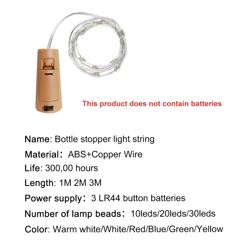 Luces LED para botellas de vino con corcho, 1/2/3M, luces de corcho, miniluces de hadas para botellas de licor, manualidades, decoración para fiestas y bodas