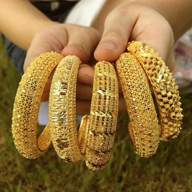 Dubai-brazaletes de oro de Oriente Medio para mujer, pulsera de malla etíope de Arabia Saudita, joyería de boda, africanos