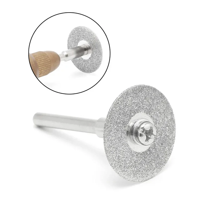 5 Stück 22 mm Diamant-Trennscheiben abgeschnittenes Mini-Diamant-Sägeblatt mit 1 Stück Verbindungsschaft für Dremel Bohren passen Drehwerkzeug