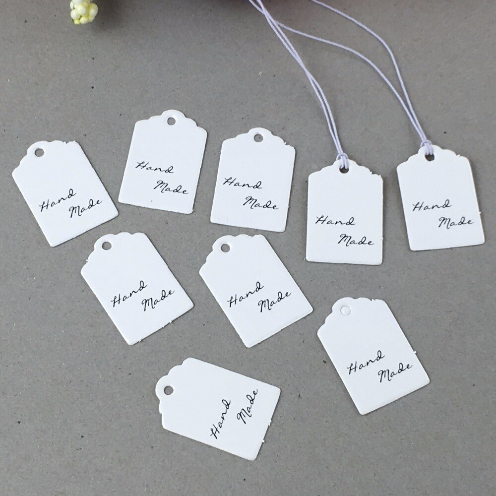 3x2 cm Wit Papier Prijs Tags handgemaakte tag DIY Retro Kraftpapier kaarten Kledingstuk Tag 200 STKS Tags + 200 STKS snaren