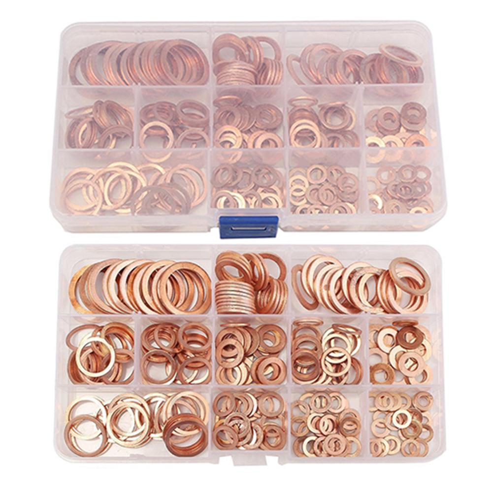 280 pièces/ensemble voiture solide cuivre rondelle M5-M20 anneau plat huile rainure bouchon huile joint cuivre rondelle Kit