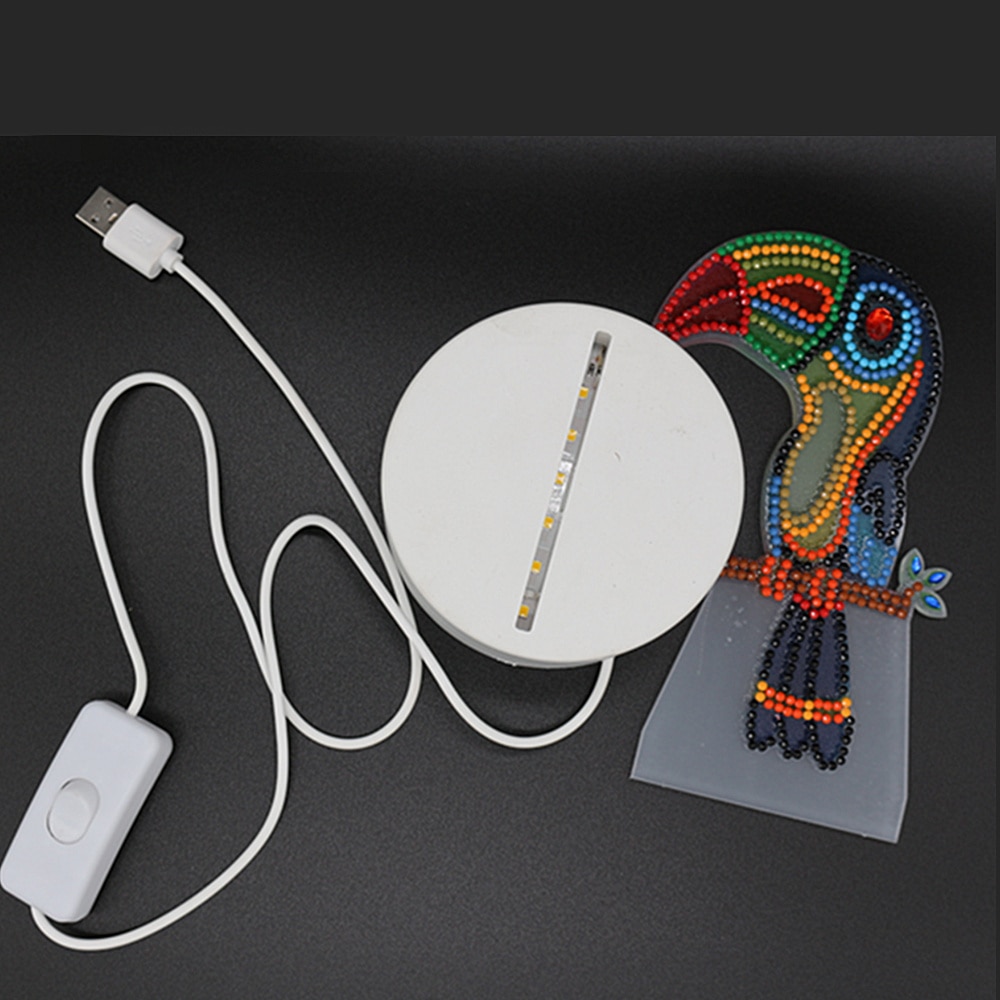 5D Diamond Painting LED Night Lamp Decorate Desk Light Cartoon Animal Jellyfish Picture Rhinestones Handmade Craft