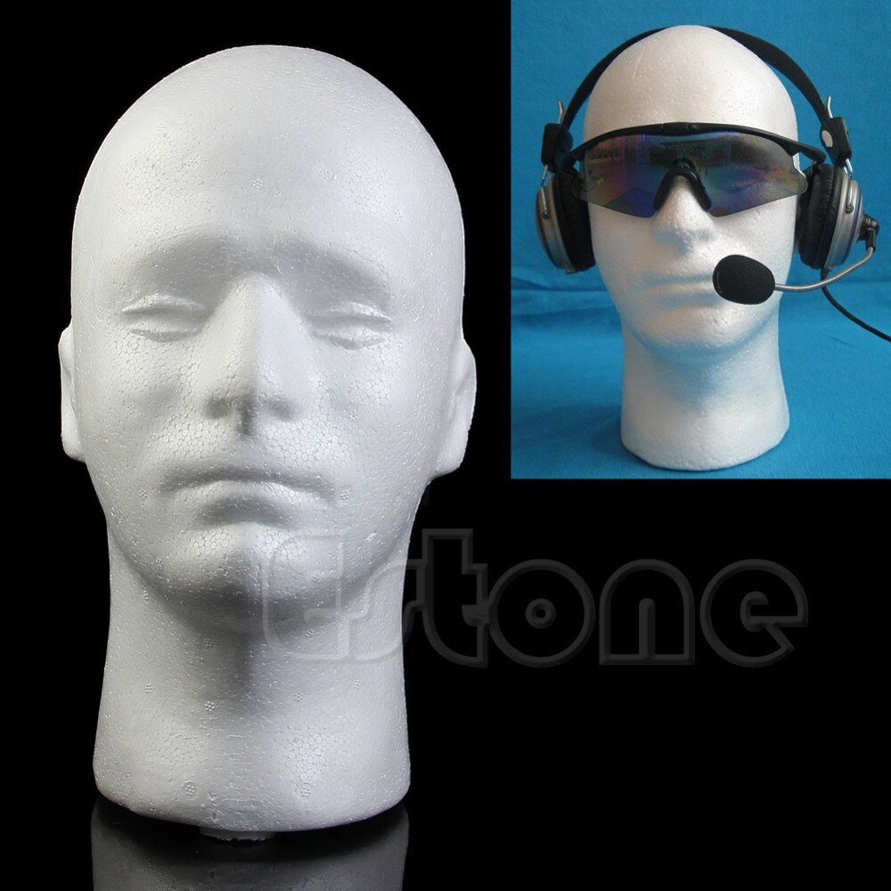 Mannelijke piepschuim mannequin mannequin schuimhoofd model bril hoed pruik displaystandaard