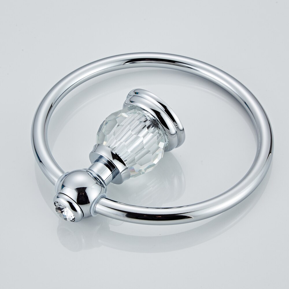 Leyden Luxe Crystal Handdoek Houder Handdoek Ring Houder Wall Mounted Chrome Koperen Badkamer Handdoekenrek Ronde Badkamer Accessoires