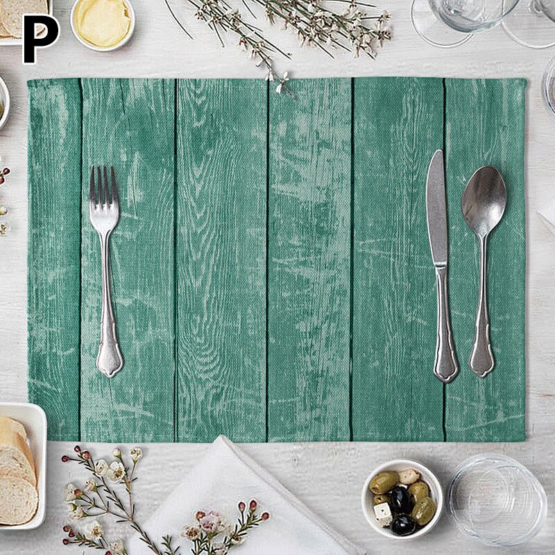 Wood Grain Dining Table Mat Rectangle Heat Insulation Placemat Dining Table Tableware Kitchen Supplies Home Decorative: P