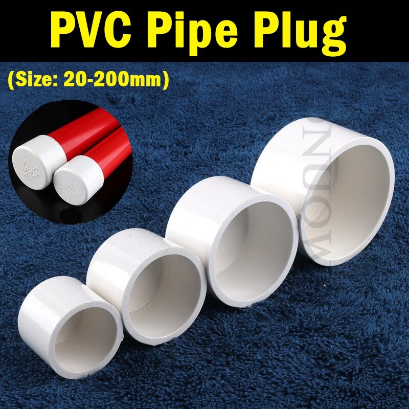 2Pcs Size 20~200mm PVC Water Supply Pipe End Plug Aquarium Fish Tank Water Supply Pipe End Cap Garden Watering Pipe Connector