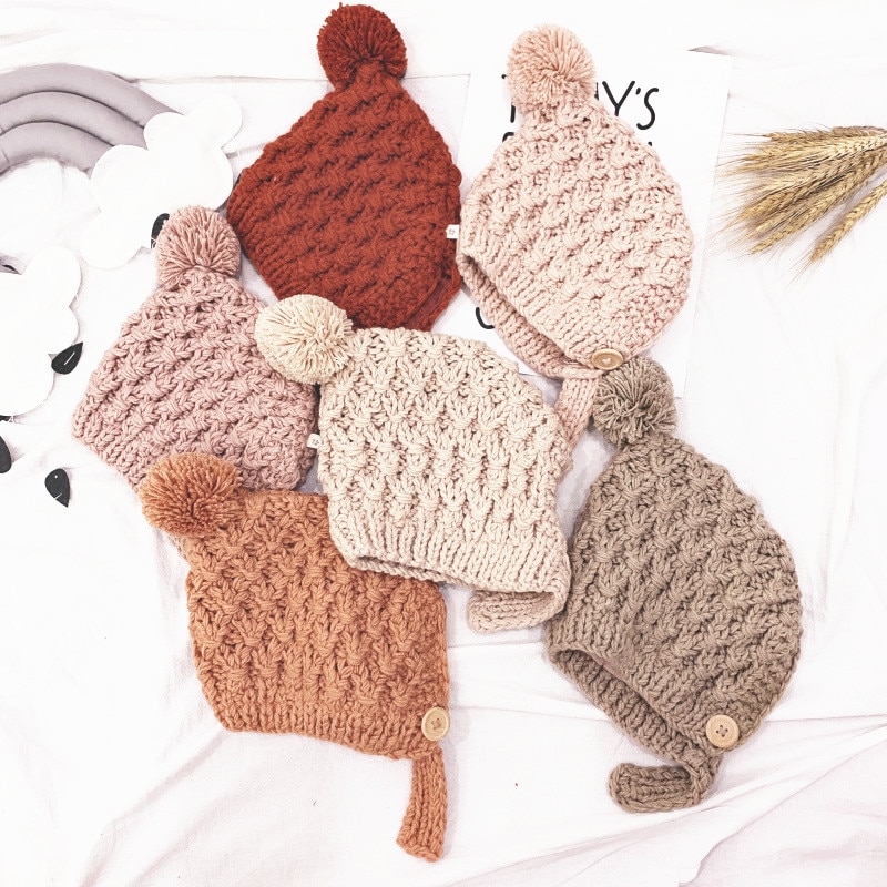 estilo niños sombrero de lana pequeña bola niños gorros tejidos 5 colores niña invierno accesorios gancho flor bebés todo fósforo Cap