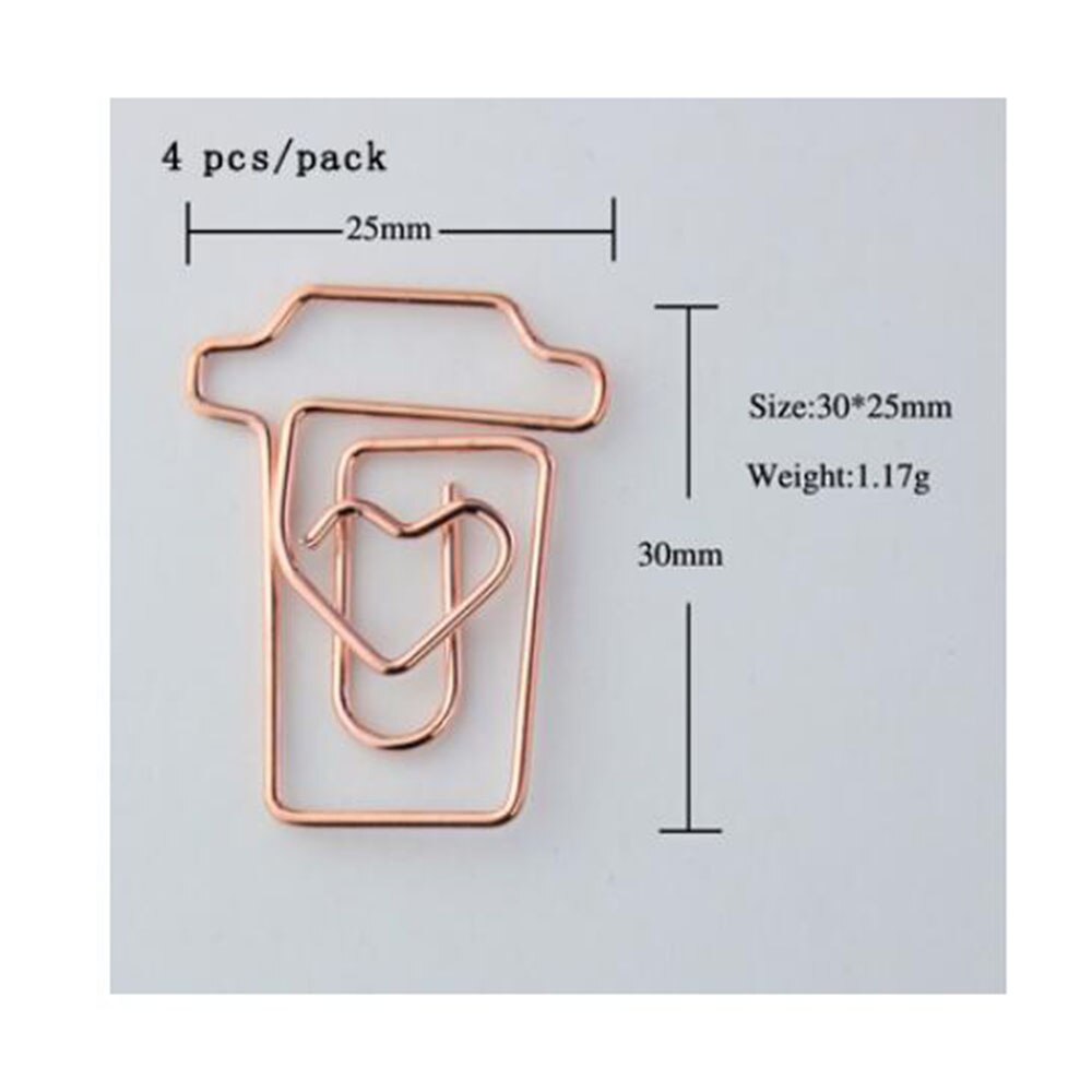 4Pcs In Oro Rosa di Carta Pinze Segnalibro Planner Strumenti Strumenti di Scrapbooking Memo Clip In Metallo Binder Paperclip ndex segnalibro per i libri: 3