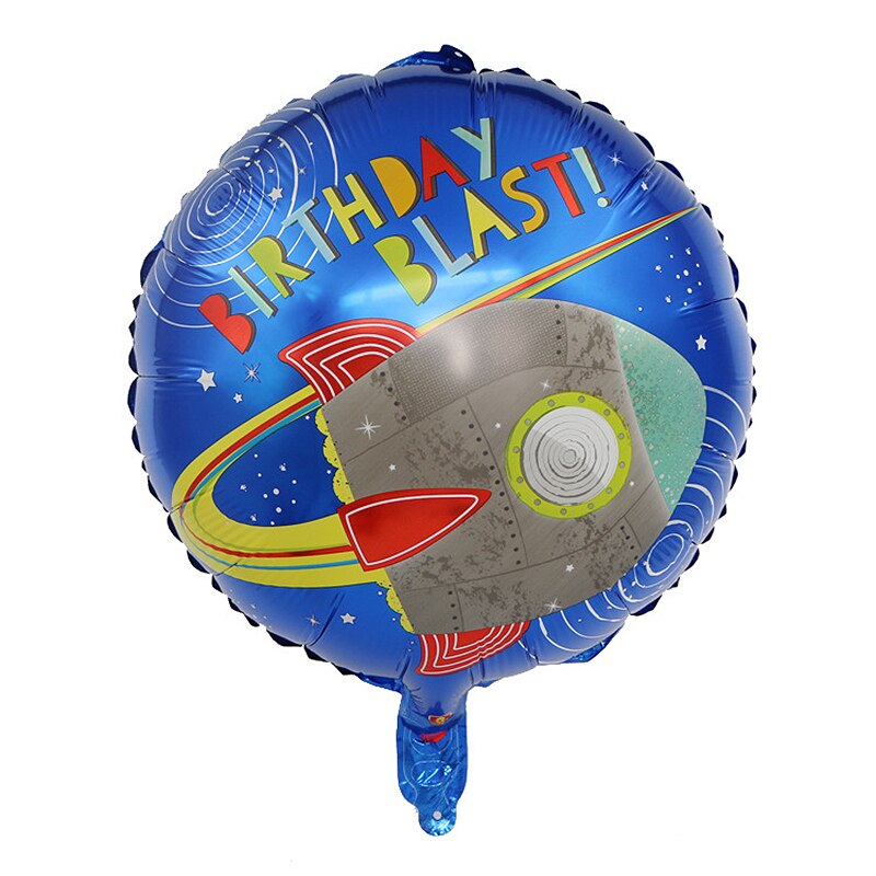 1 sæt 85 x 65cm baby fødselsdag rummand tema fest dekoration tegneserie astronaut raket rumskib aluminiumsfolie ballondragt barn legetøj: Blå rumskib