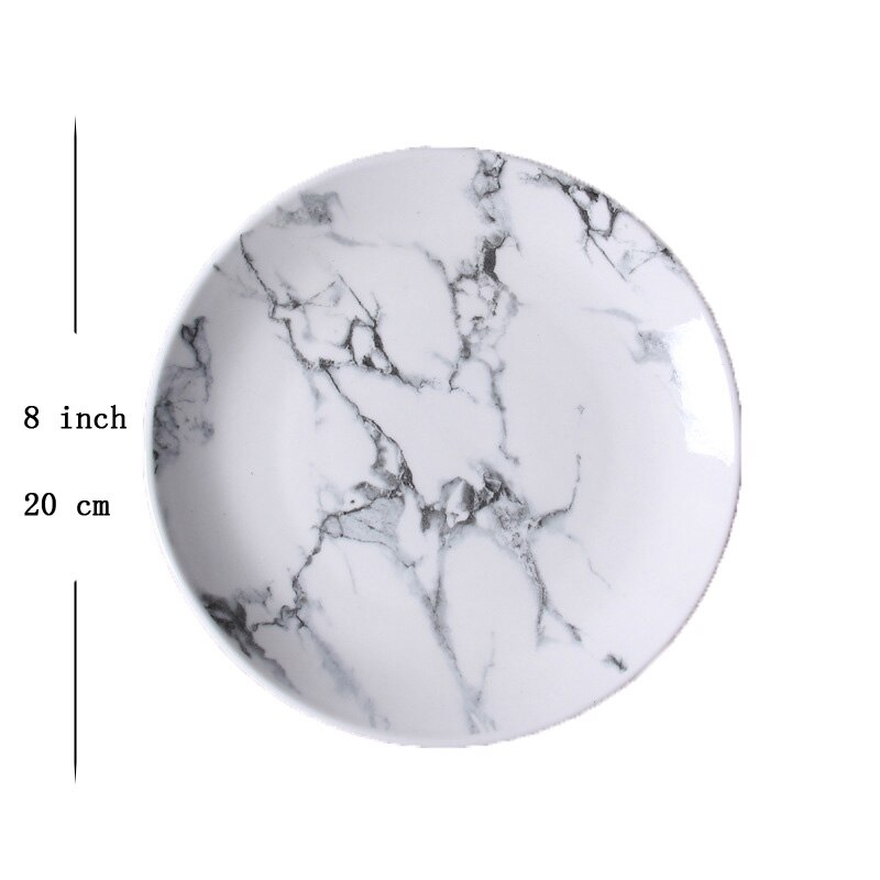 Kwartel 10 Inches Diner Plaat, Keramische Schalen en Borden Sets, Marmer Mok/Plaat, keramische Marmer Servies, Lepel, Kom, Koffie Set: 8  inch plate