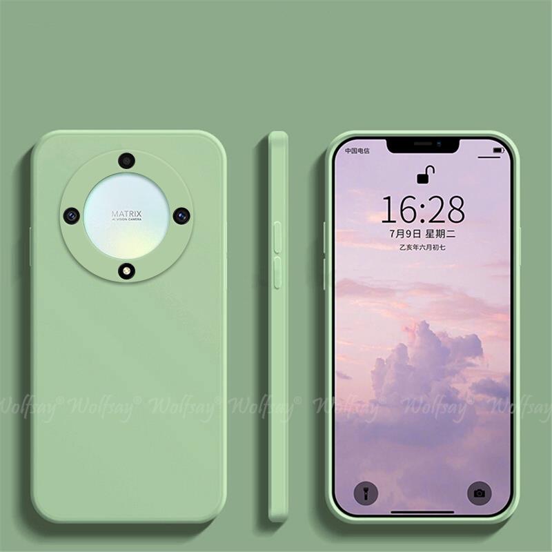Offizielle flüssigsilikon-schutzhülle für honor  x9a  x9a x8a x7a x9 x8 x7 x6s handyhülle für honor  x9a: Baumwolle / Grün