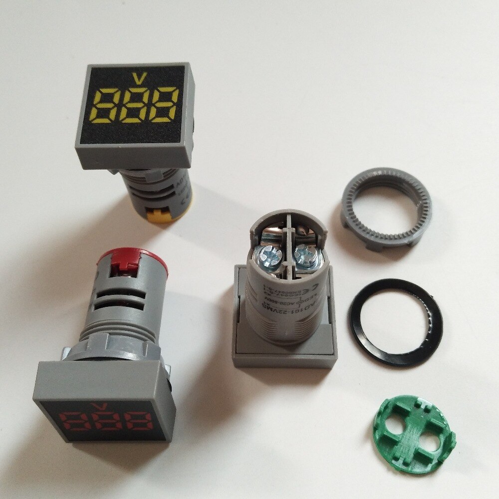 22mm ac 20-500v led diginäyttö punainen vihreä keltainen sininen valkoinen volttimittarin merkkivalo 2 in 1 paneeli pyöreä polit lamps testeri