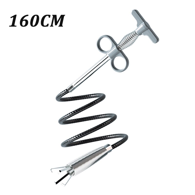 Sewer Pipe Unblocker Kitchen Sink Cleaning Hook Bathroom Hair Pipe Dredge Tool Sewer Toilet Cleaning Clog Plug Hole Remover Tool: Gray 160cm