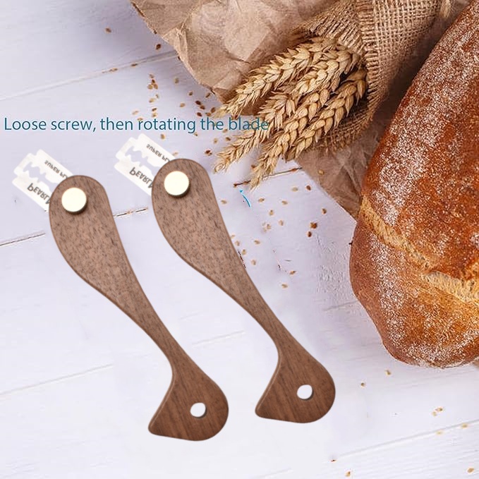 Herramienta de puntuación de masa de lame de pan de madera magnética, herramienta de puntuación de lame de levadura hecha a mano, herramienta de puntuación de pan, horneado de pan casero, doug: Rosa