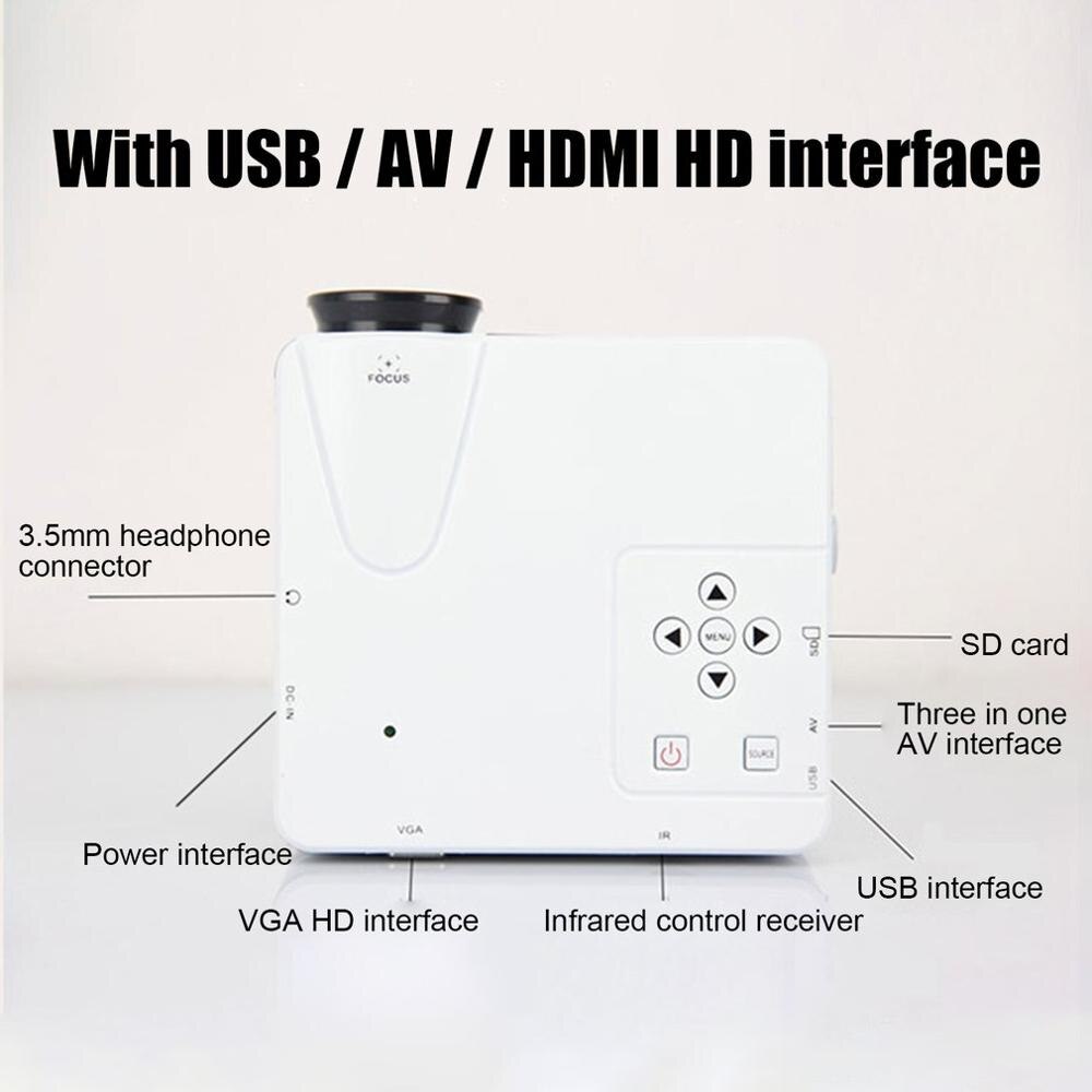 White H80 Projector Portable Mini 640X480 Pixels Full Hd Brighter And Clear Led Projector Video Home Cinema Theater