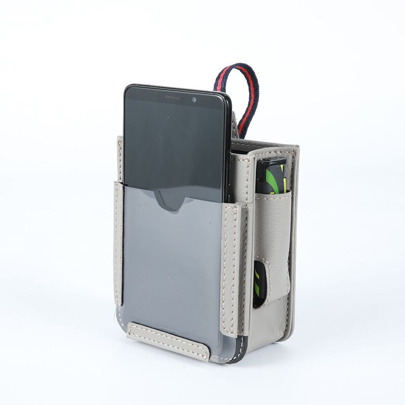 Sac de rangement suspendu pour téléphone portable, pochette de sortie d'air de voiture, sac de rangement à usage multiple, organisateur de véhicule en cuir microfibre, accessoires d'intérieur automobile: gray