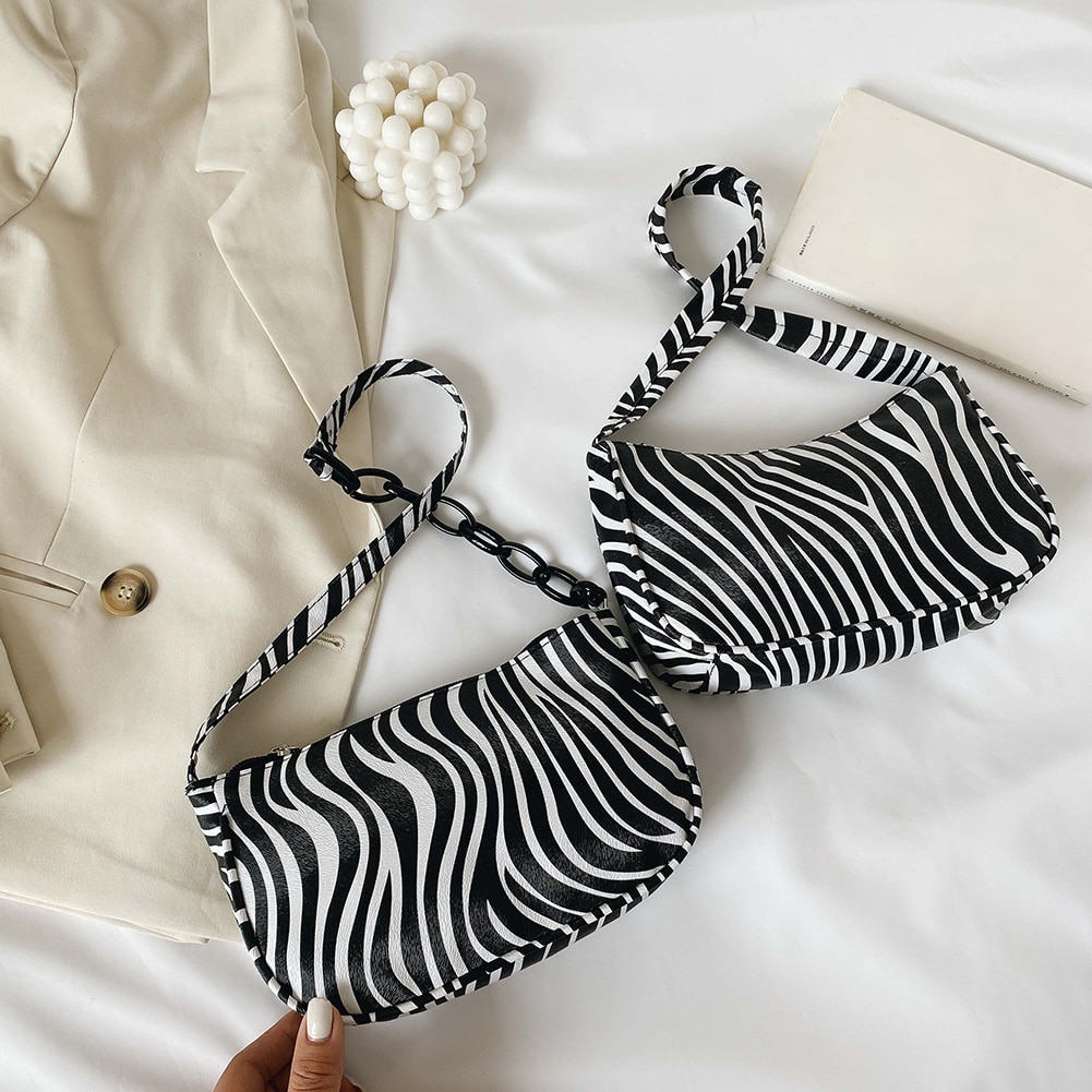 Moda zebra impressão feminina bolsa de couro simples underarm sacos ombro feminino diário viagem totes bolsa bolsas e bolsas