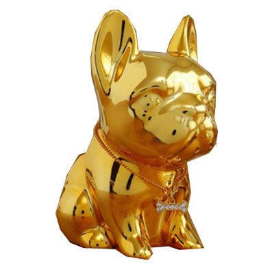 Coffre-fort discret, coffret en résine bouledogue tirelire, grande boîte à pièces pour pièces de monnaie, maison mignon, chiot, pour enfants: Golden