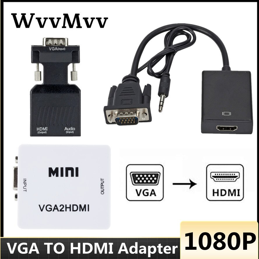 Hd 1080P Vga Naar Hdmi-Compatibel Converter Adapter Vga Adapter Voor Pc Laptop Naar Hdtv Projector Video Audio hdmi Naar Vga Hd