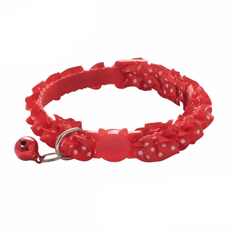 Adjustable Buckle Collar For Cat Puppy Pet Supplies Lovely Cat Dog Lace Collar With BellCat Dog Accessories Small Dog Chihuahua: Red