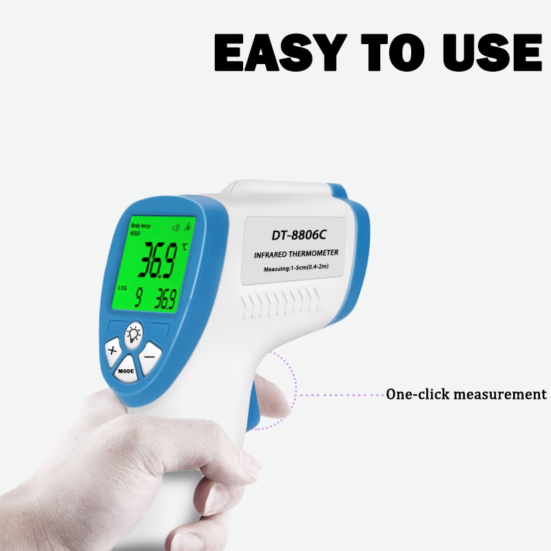 Thermomètre sans Contact numérique infrarouge IR température du corps frontal avec alarme de fièvre pour adulte et bébé