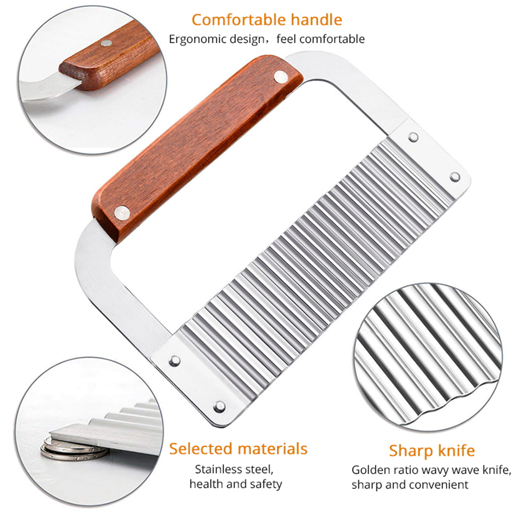 Vegetable Fruit Dough Crinkle Wavy Slicer Knife Stainless Steel Wave Potato Cutter Kitchen Tools