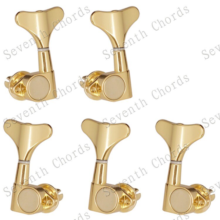 A Set 5 Pcs Bass Guitar String Tuning Pegs Tuners Machine Heads for 5 String Bass Replacement - Fish tail Buttons: Gold A Set of 2L3R
