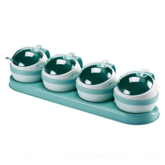 3/4 st set nordisk kryddlåda kök salt socker förvaringslådor hållare plast kryddburk krydda cruet hem köksredskap: 4 burkar blå
