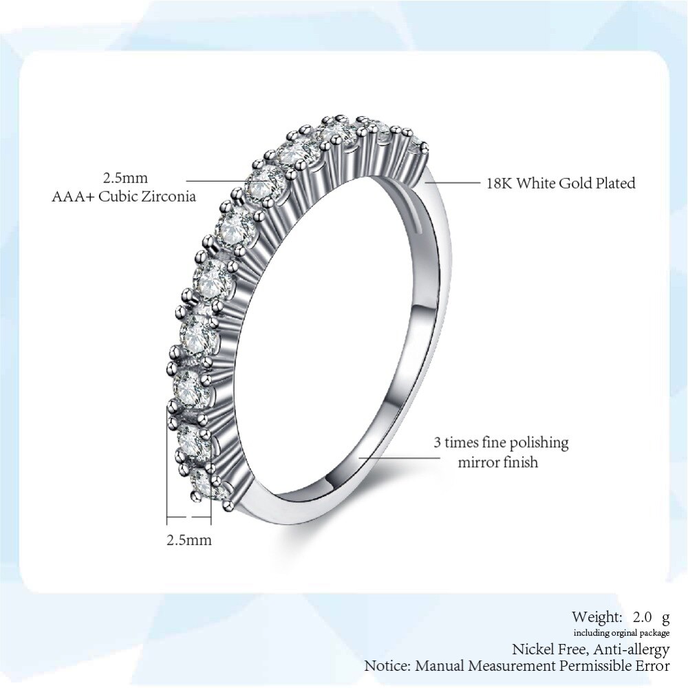 Luxe Zilver Kleur Zirconia Half Cirkel Pave Ringen Wedding &amp; Engagement Ring Sieraden Voor Vrouwen ZYR589