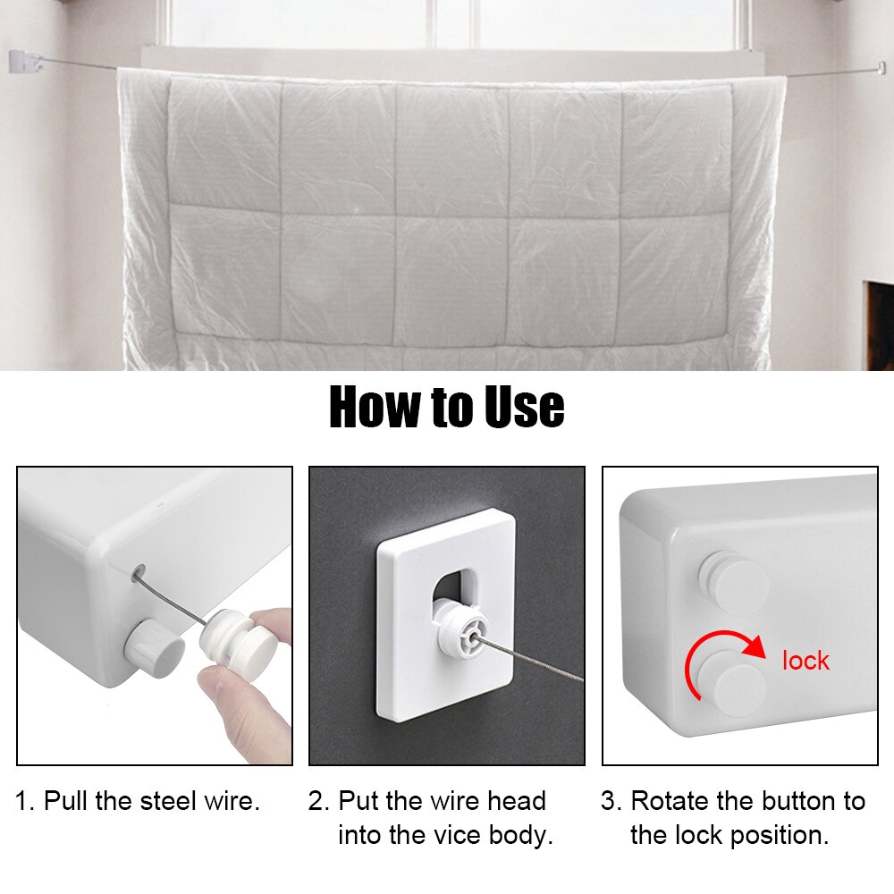 4.2m Clothesline Clothes Drying Rack Bathroom Accessories Retractable Double Layer Laundry Hanger