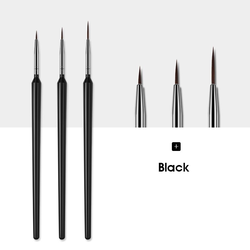 Rohwxy 3 stk/sæt nail art børster akryl fransk maleri pensel blomst striber linjer liner gør det selv tegne pen manicure værktøjer: 3 stk  f001