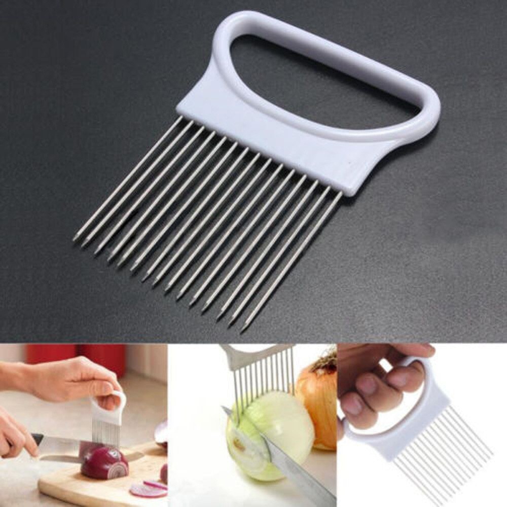 Shrendders & Slicers Tomato Onion Vegetables Slicer Cutting Aid Holder Guide Slicing Cutter Safe Fork Kitchen Cutting Tools #N23