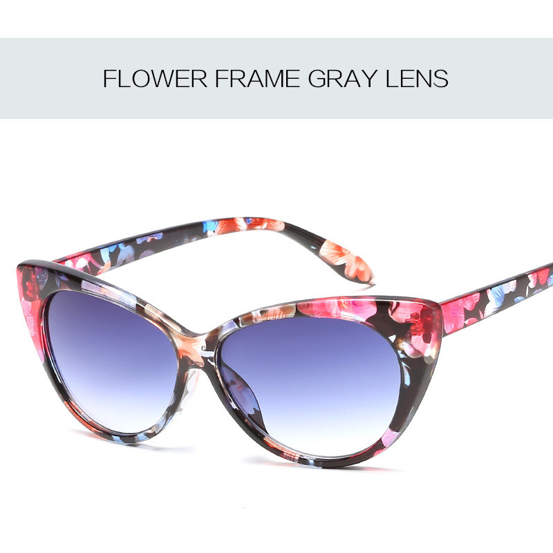 Imwete Classic Cat Eye Sunglasses Women Retro Sun Glasses Clear Lens Glasses Frame Katie Holmes Eyeglasses Curve Female: Flower