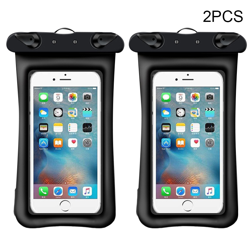 Funda Universal impermeable IP68 para teléfono, bolsa a prueba de agua para iPhone 13, 12, 11 Pro Max, X, Xs, 8, Xiaomi, Huawei y Samsung, 2 uds.: Negro