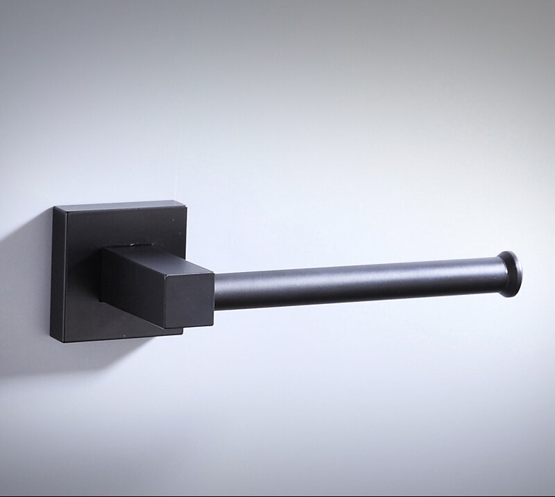 Bathroom Paper Holder Space Aluminum Paper Roll Holder Square Black Toilet Paper Holder Tissue Holder: PUNCH-FREE