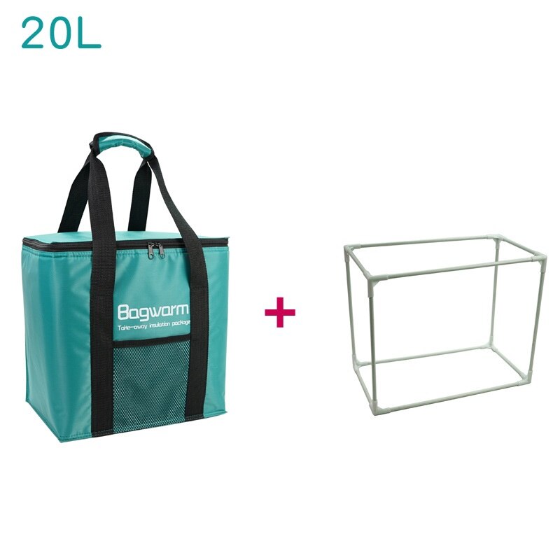 35L Folding Lunch Cooler Bag Support Insulation Thermal Bag Picnic Lunch Box Car Portable Food Ice Pack Refrigerator: 20L Green