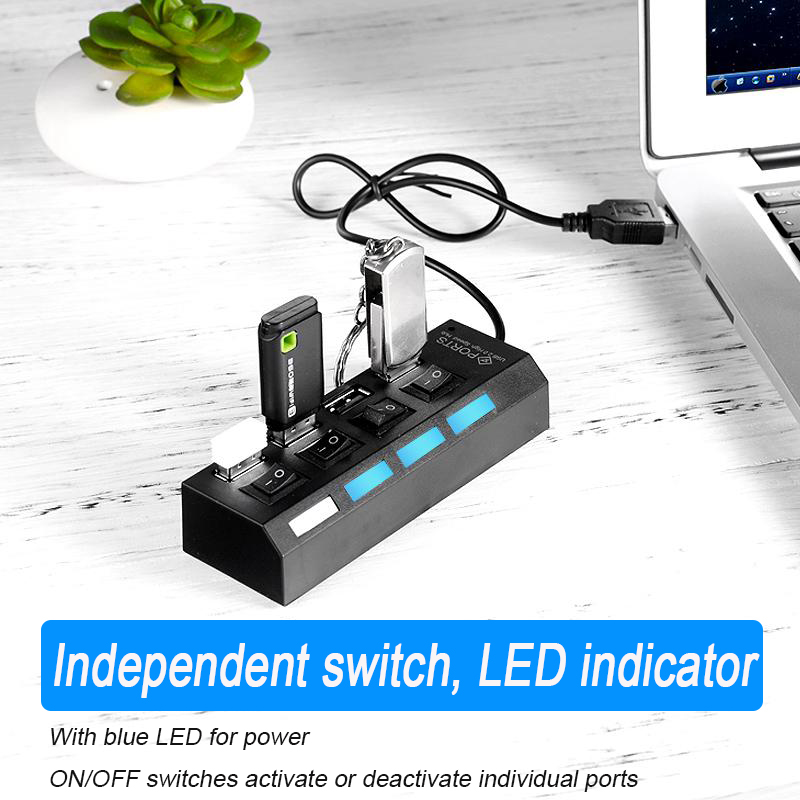 Usb-keskitin 2.0 moni usb-portti 4/7 -porttia keskitin usb nopea hab-sovitin on/off-kytkimellä usb-jakaja pc-tietokoneelle