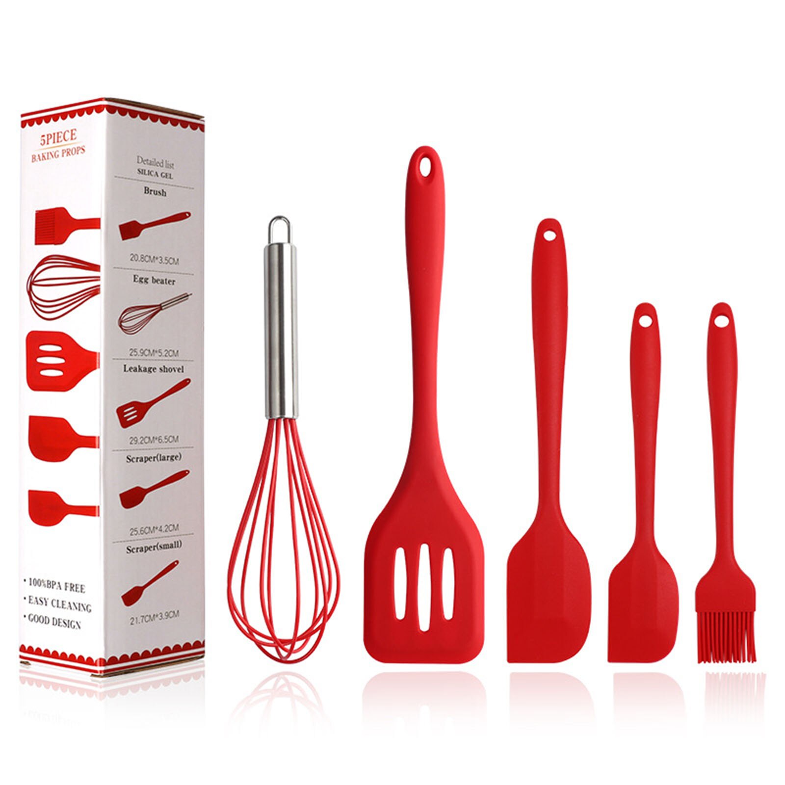 Utensilios de cocina de silicona, conjunto de herramientas de horneado, 5 uds.