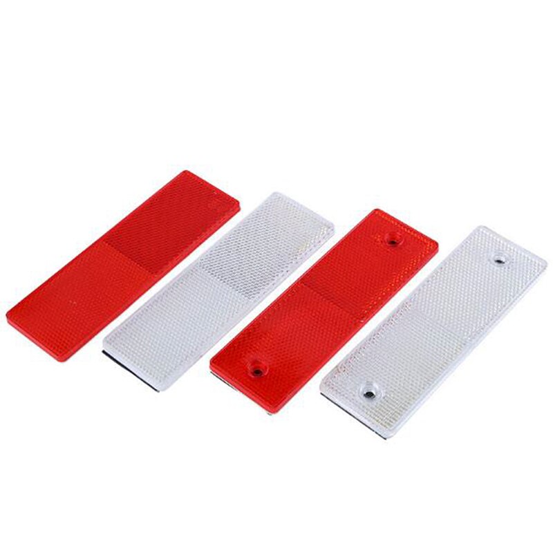 1Pcs Truck Motorfiets Lijm Rechthoek Plastic Reflector Reflecterende Waarschuwing Plaat Stickers Veiligheid Teken Rood/Wit