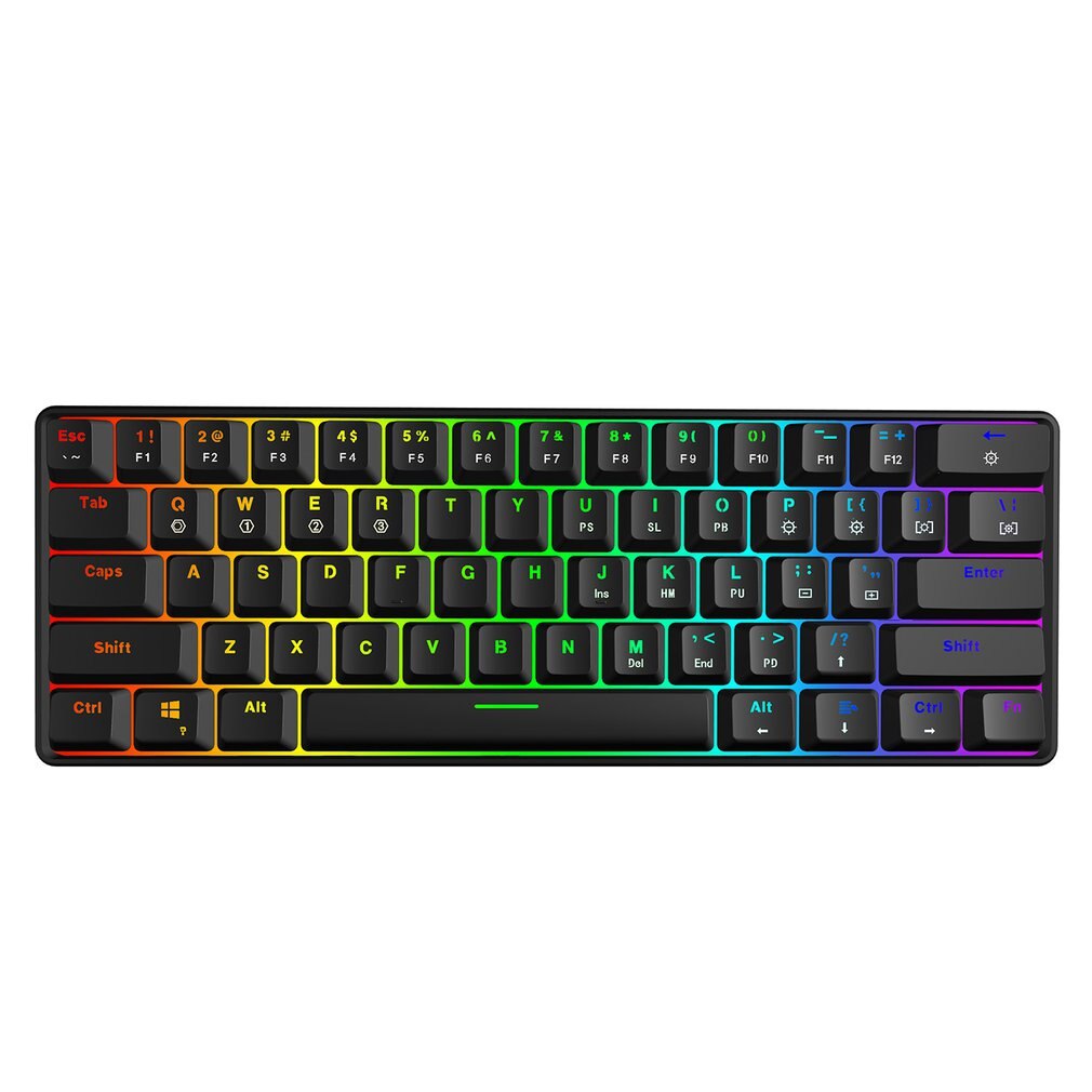 GK61 Mini Portable 60% RGB Swappable USB Keyboard PCB Case LED Backlit Axis Gamer Mechanical Feeling Gaming Keyboard: Default Title