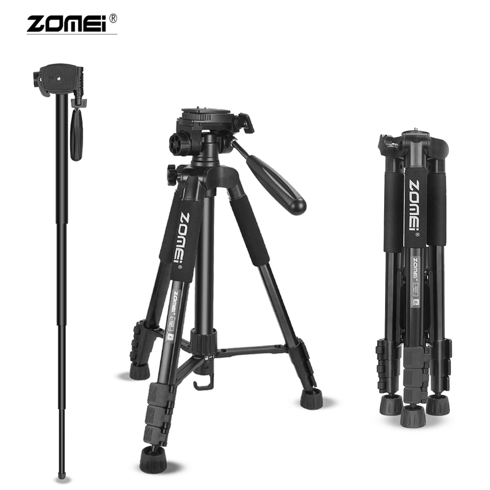 ZOMEI Tripod Q222 Monopod Camera Stand Multi-function Flexible Tripod for Travel Smartphone Camera DSLR Projector