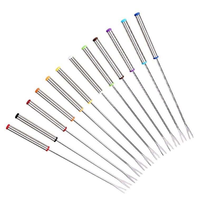 Long Handle Grill Rotisserie Forks Set Stainless Steel Fondue Forks Roasting W0YD: 12