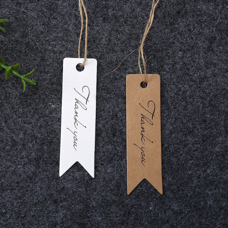 Etiquetas de embalaje para manualidades, etiquetas colgantes hechas a mano de 7x2cm, tarjetas de papel Kraft, etiquetas de de agradecimiento para embalaje de , 50/100 piezas