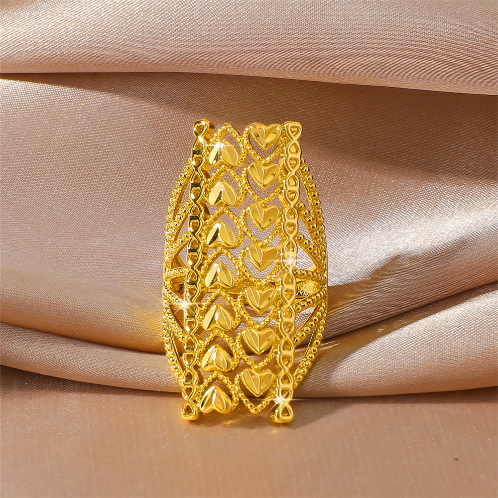 Dubai Arabische Midden-Oosten Sieraden Koper Vergulde verstelbare 24k dames lange ring Bruiloft banket feestcadeau: Paars